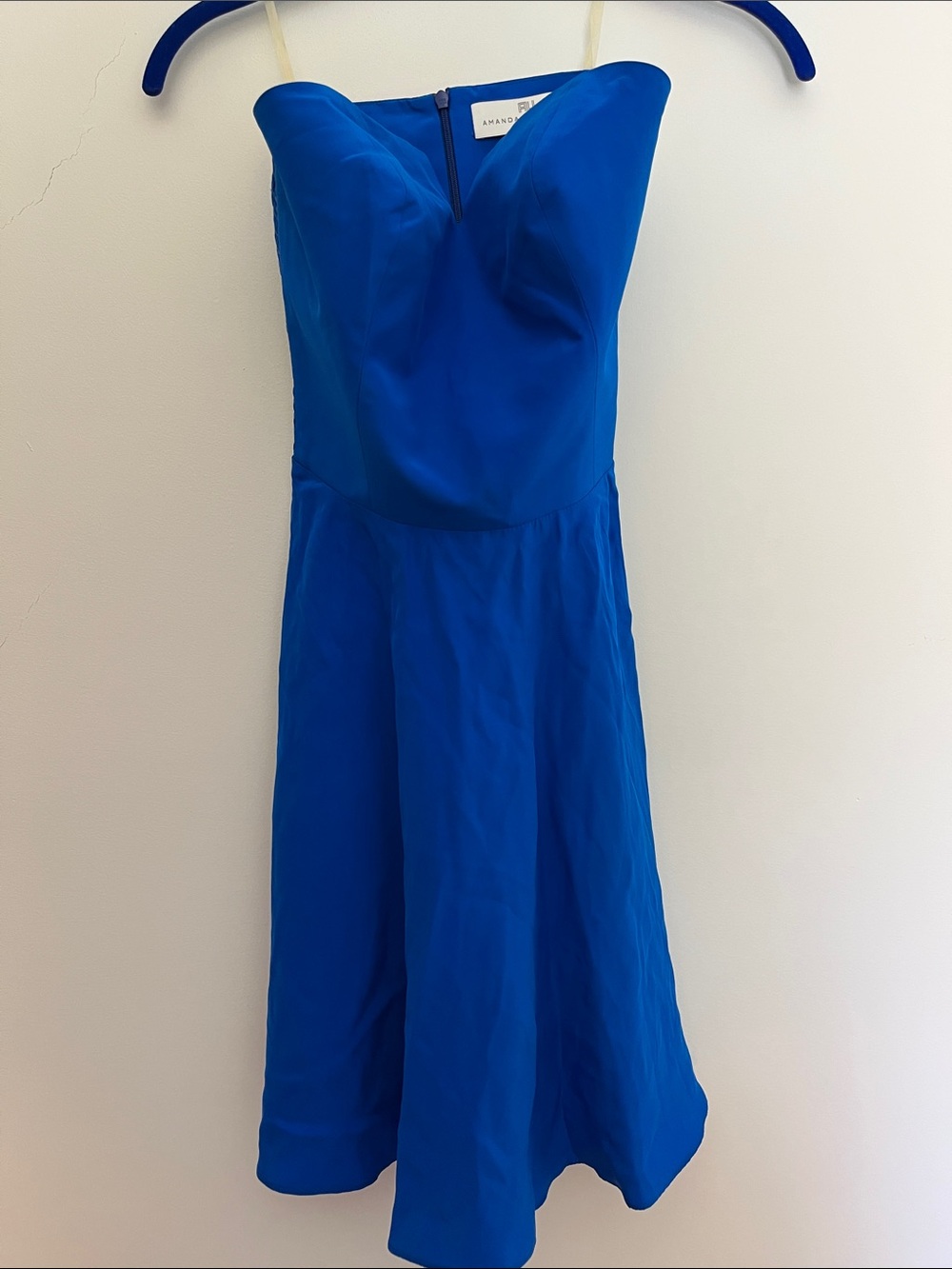 Bright Blue Strapless Fit-and-Flare Dress Amanda Uprichard